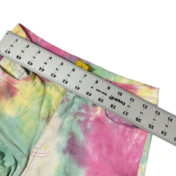 Daisy Denim Micro Shorts Stretchy Size S Fringe Colorful Hot Pants - Picture 5 of 7